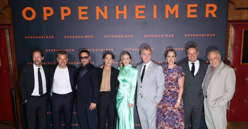 Why did the cast of Oppenheimer leave the London premiere midway? 