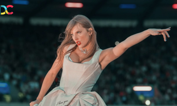 Taylor Swift performing live on stage