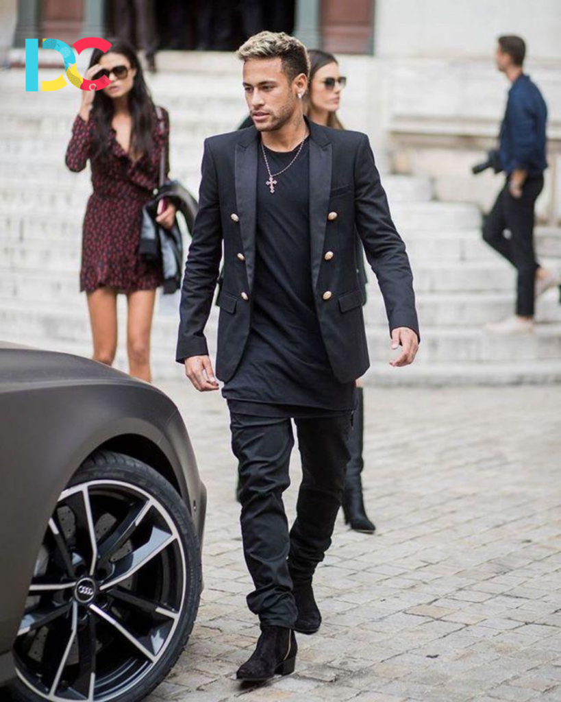 Neymar Jr in trendy streetwear outfit
