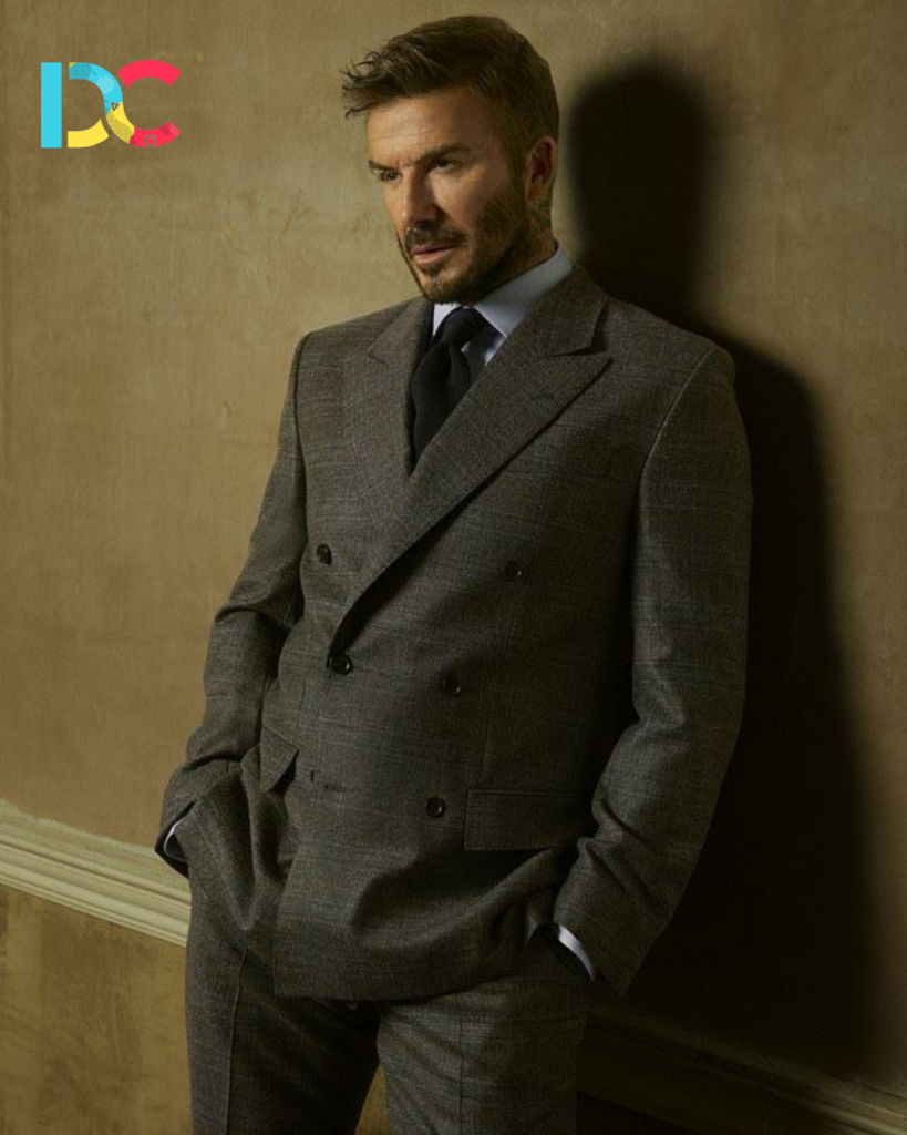 David Beckham in a tailored luxury suit.
